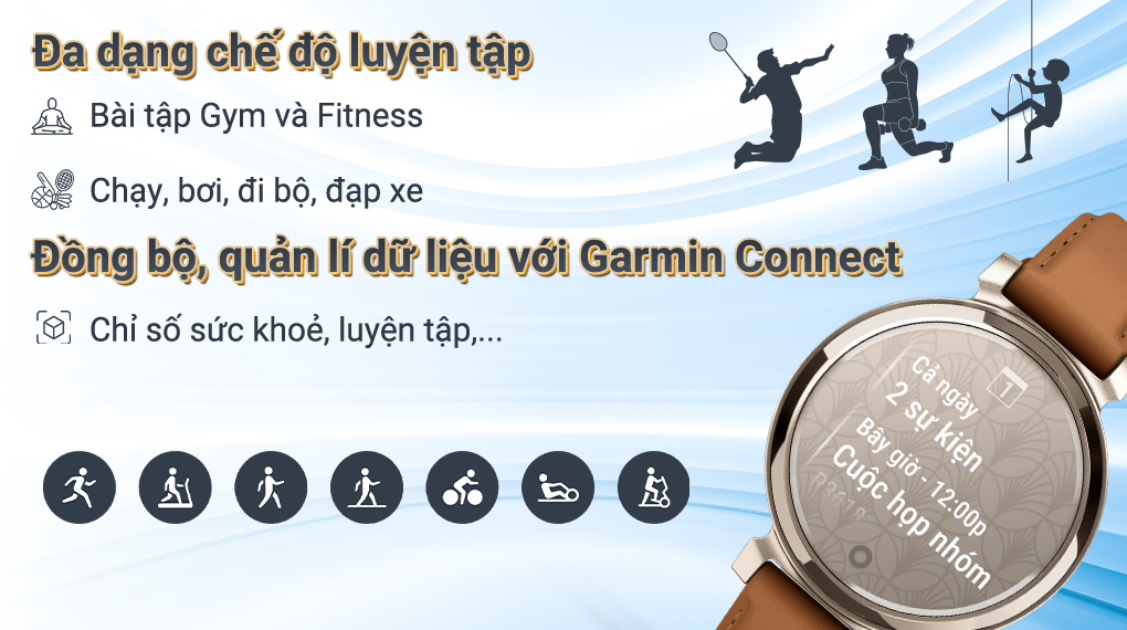 Garmin Lily 2 Classic 34mm dây da - Đa dạng môn thể thao