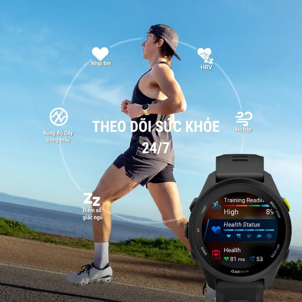 Theo dõi sức khỏe trên Garmin Forerunner 70 42.6mm Dây silicone