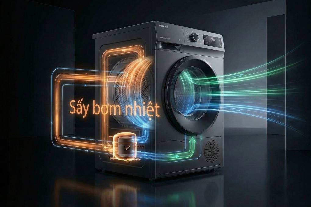 Cơ chế sấy - Máy sấy bơm nhiệt Toshiba 8 kg TD-T21B90HWV(MG)