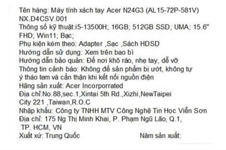 Acer Aspire Lite 15 AL15 72P 581V i5 13500H (NX.D4CSV.001) — ảnh 9