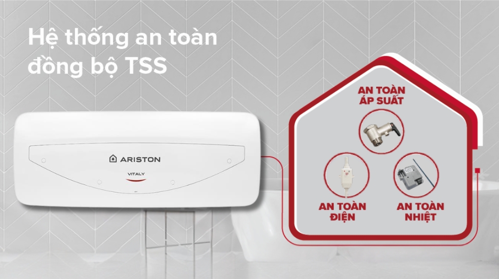 Máy nước nóng gián tiếp Ariston 20 lít 2500W VITALY 20 SLIM 2.5 FE 2024 - Chế độ an toàn