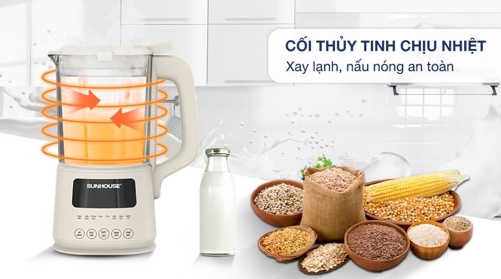 Cối thủy tinh - Máy làm sữa hạt đa năng Sunhouse SHD5261