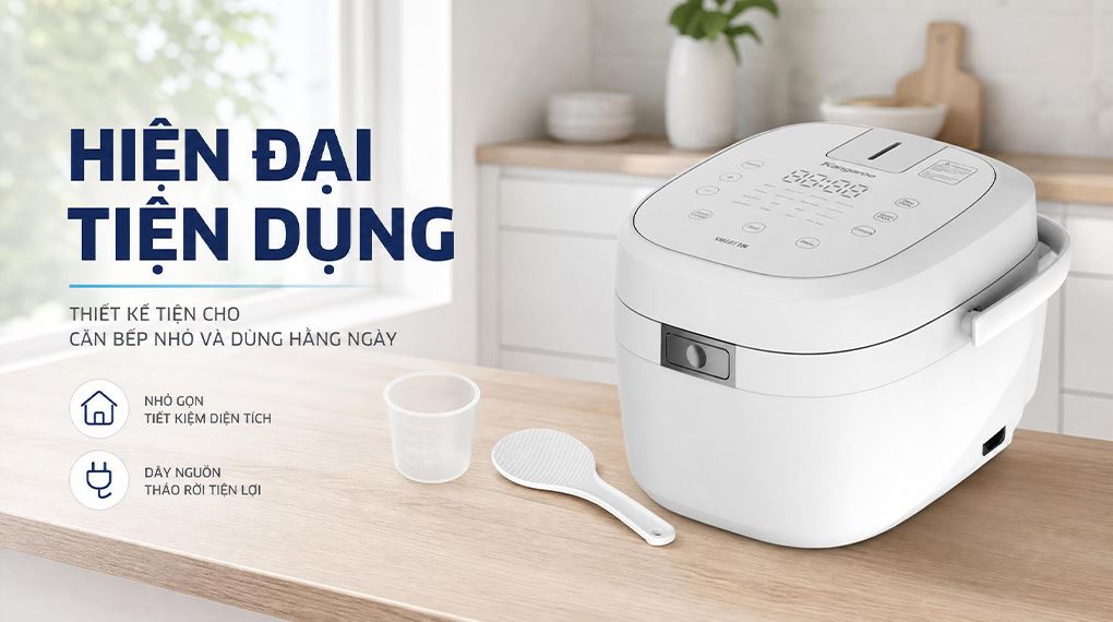 Thiết kế tiện cho căn bếp nhỏ và dùng hằng ngày - Nồi cơm cao tần Kangaroo 1.2 lít KGR12IH1