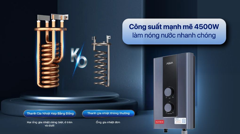 Máy nước nóng trực tiếp Aqua 4500W AEI45E-FP3B(VN) - Công suất làm nóng