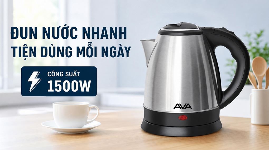 Bình đun siêu tốc AVA 1.5 lít KS01 - Công suất 1500W