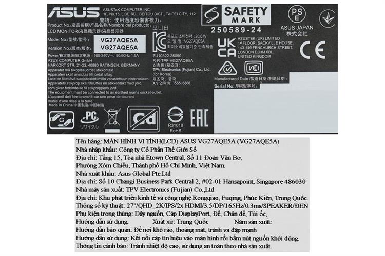 Asus Gaming TUF 27 inch QHD VG27AQE5A — ảnh 10