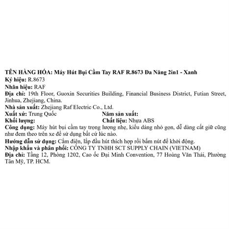 Máy hút bụi tay RAF R.8673 Mẫu — ảnh 6