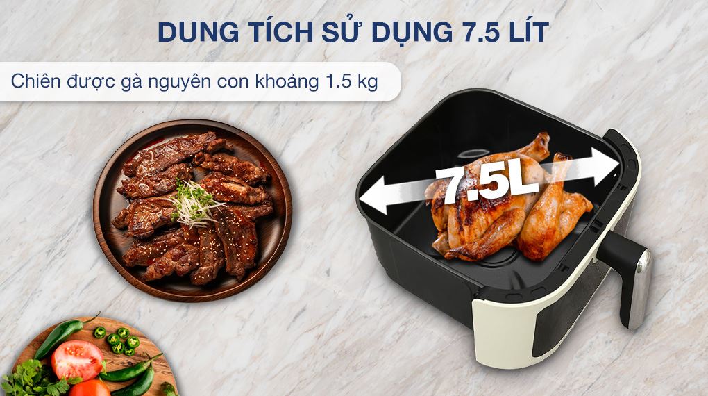 Nồi chiên không dầu Rapido RAF-7.5M3 7.5 lít - Dung tích
