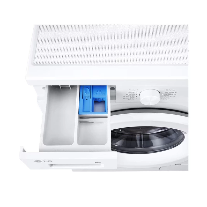 Bàn điều khiển của máy giặt lồng ngang LG Inverter 9.0 kg FB1209S6W được thiết kế tối giản và thân thiện với người dùng