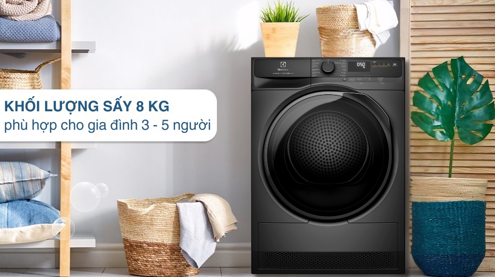 Máy sấy bơm nhiệt Electrolux UltimateCare 8 kg EDH803J5SC - Khối lượng sấy - Chương trình hoạt động