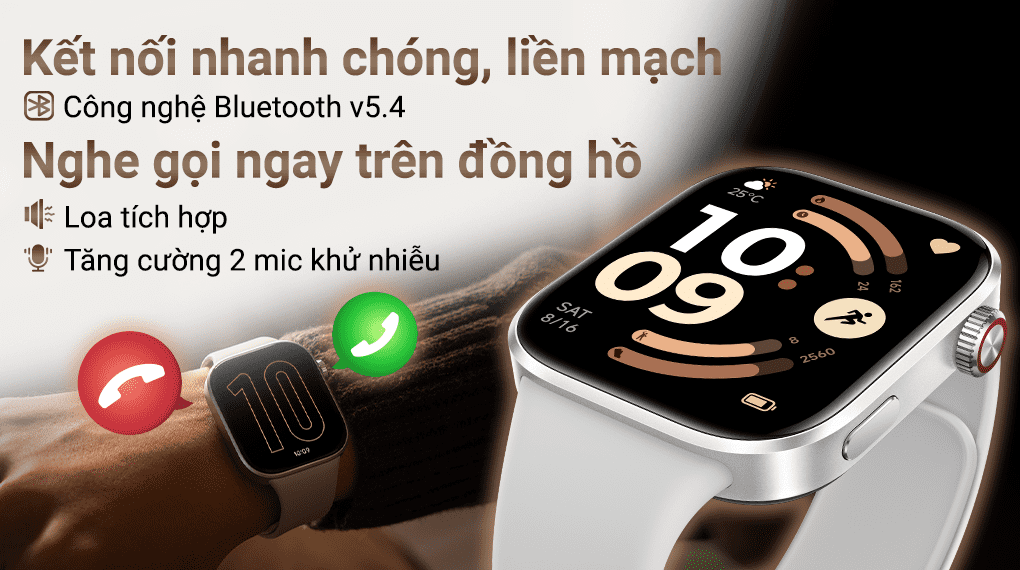 Xiaomi Redmi Watch 6 hỗ trợ nghe gọi trực tiếp với micro và loa tích hợp
