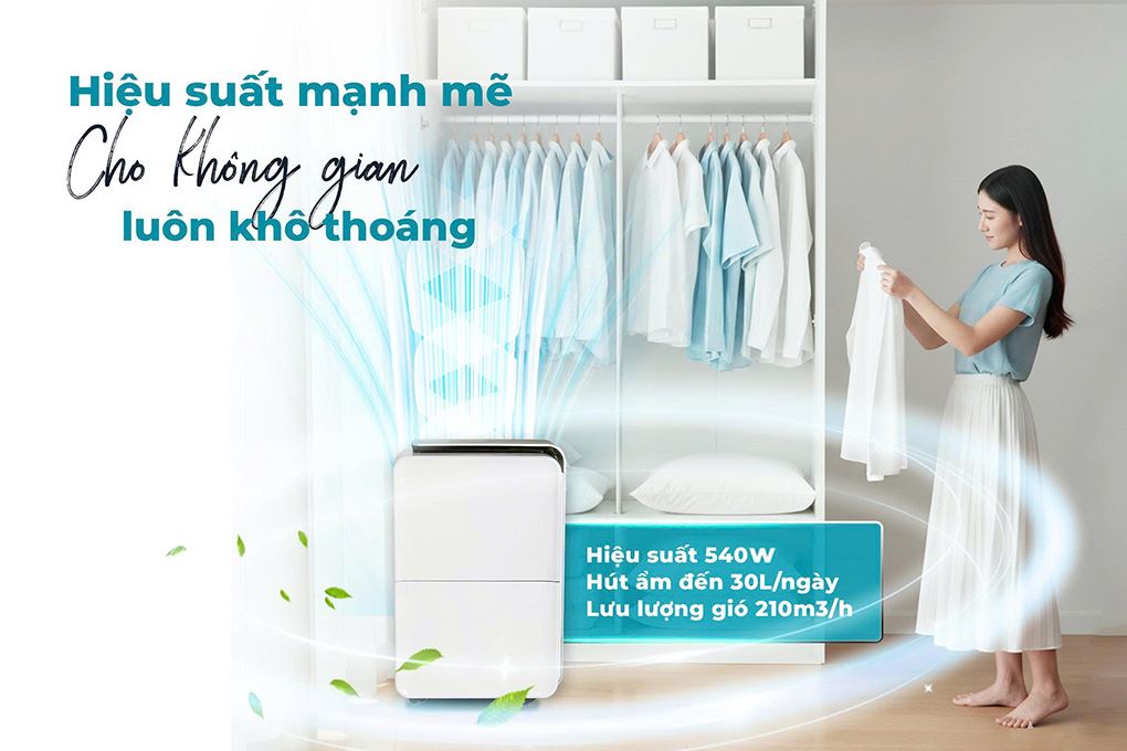 Máy hút ẩm kết hợp lọc không khí Nagakawa NAD8668 - Công suất