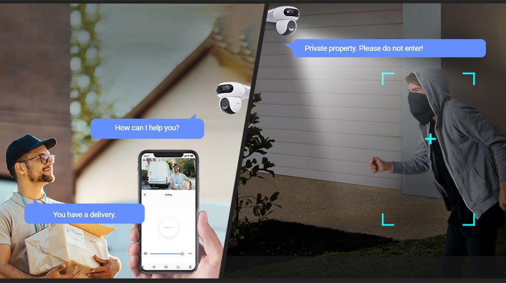 Camera IP Ngoài Trời 360 Độ 4MP Ezviz H90 Dual - Giao tiếp dễ dàng