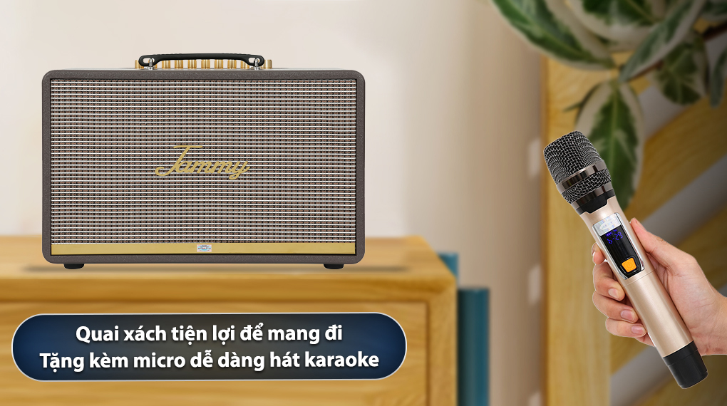 Loa karaoke xách tay Jammy N2070K 350W - Có quai xách tiện lợi và micro dễ dàng hát karaoke