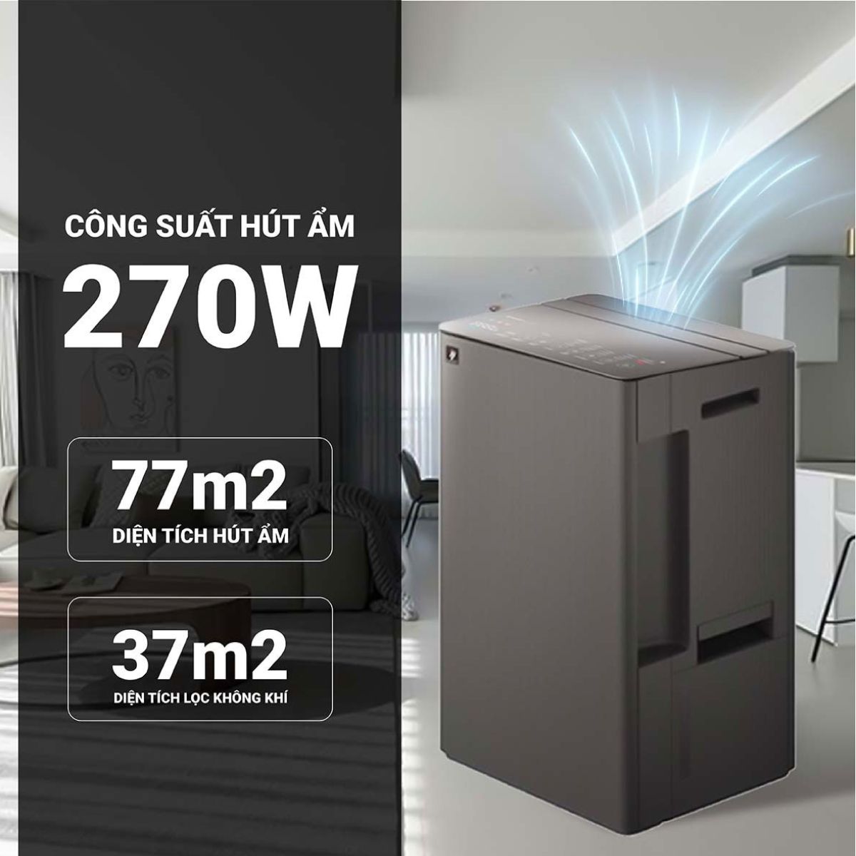 Máy hút ẩm và lọc không khí Sharp DW-T30FV-H 30L — ảnh 5