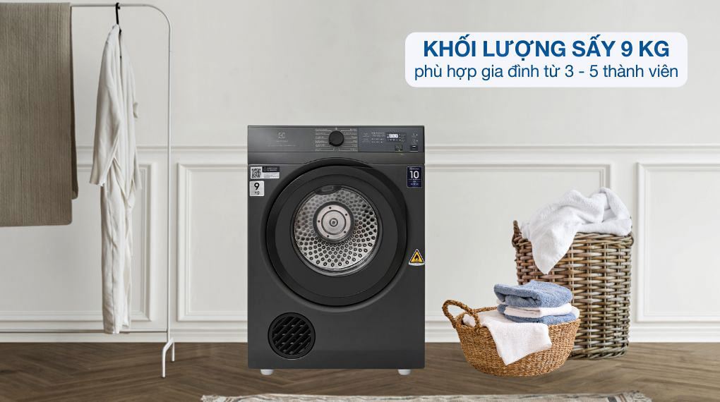 Khối lượng sấy - Máy sấy thông hơi Electrolux UltimateCare 9 kg EDV904N3SC