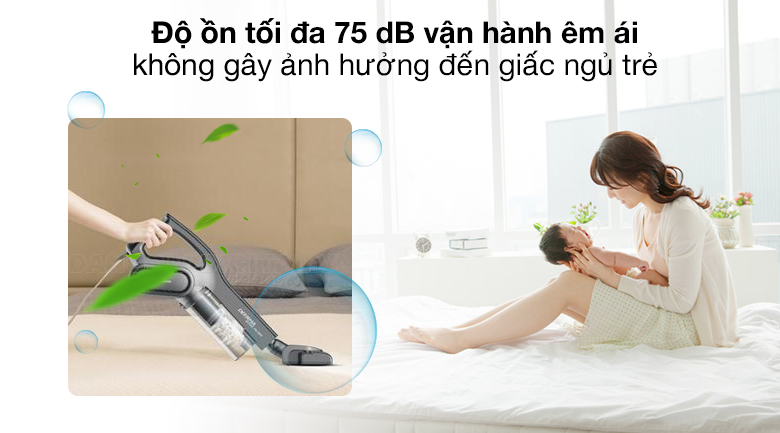 Hoạt động êm ái - Máy hút bụi cầm tay Deerma DX700S