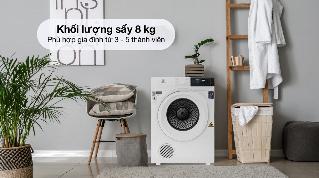 Khối lượng sấy - Máy sấy thông hơi Electrolux UltimateCare 8 kg EDV804H3WC