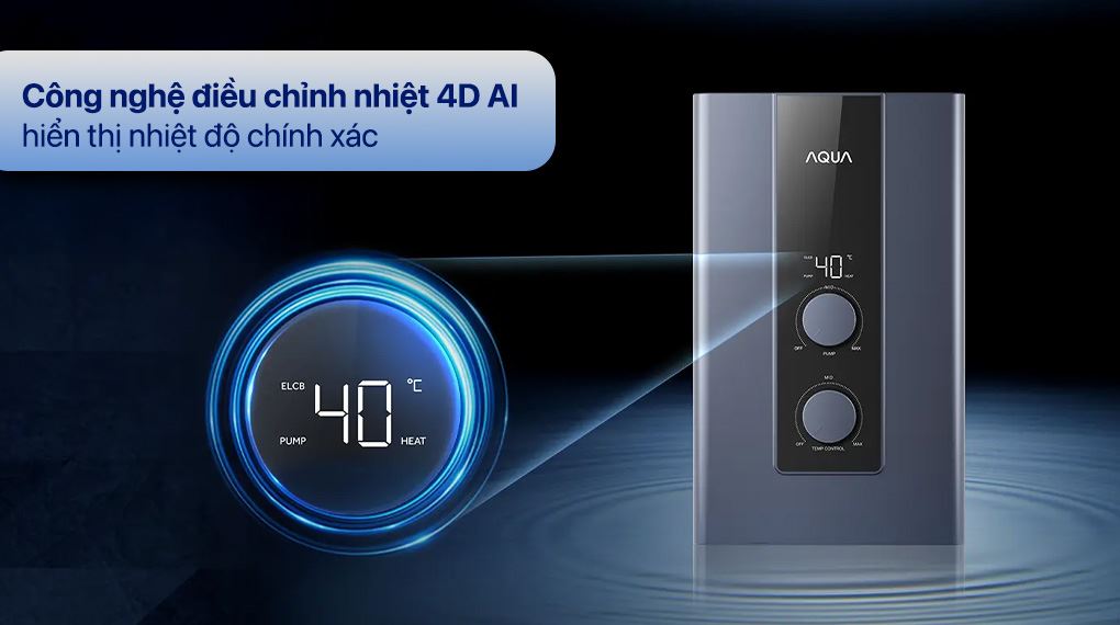Máy nước nóng trực tiếp Aqua 4500W AEI45E-FP3B(VN) - Công nghệ điều chỉnh nhiệt 4D AI