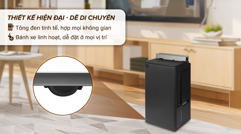 Máy hút ẩm kết hợp lọc không khí Sharp DW-T30FV-H - Thiết kế