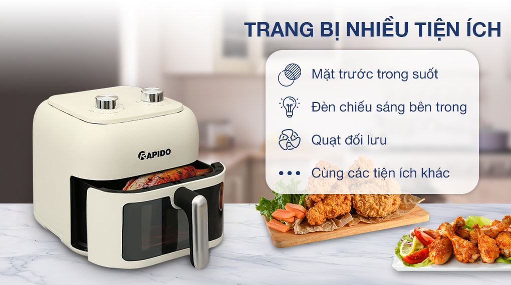 Nồi chiên không dầu Rapido RAF-7.5M3 7.5 lít - Tiện ích
