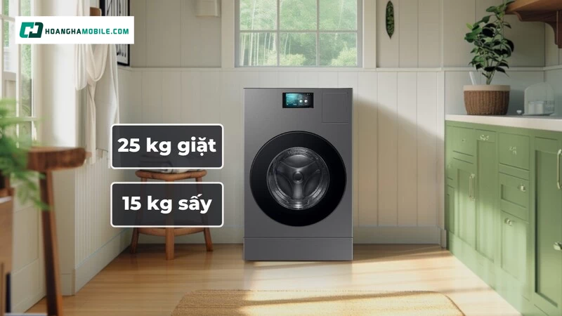 Khối lượng giặt 25 kg và sấy 15 kg