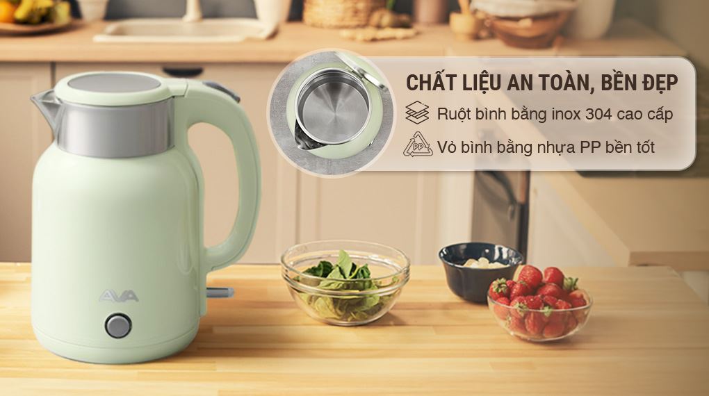 Bình đun siêu tốc AVA 1.8 lít KD34 - Chất liệu