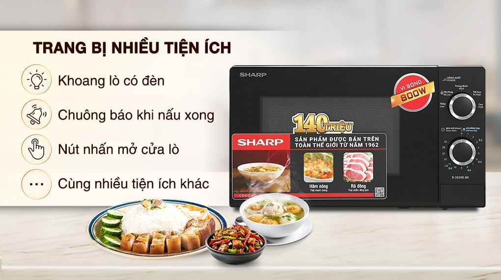 Lò vi sóng Sharp R-2029E-BK 20 lít - Tiện ích
