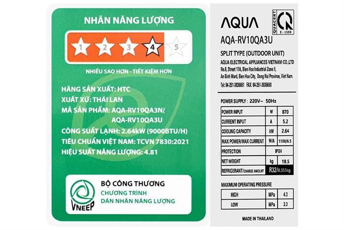 Aqua Inverter 1 HP AQA-RV10QA3 — ảnh 10