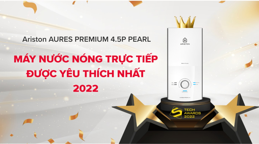Máy nước nóng trực tiếp Ariston 4500W AURES PREMIUM 4.5P PEARL - Sản phẩm được yêu thích nhất