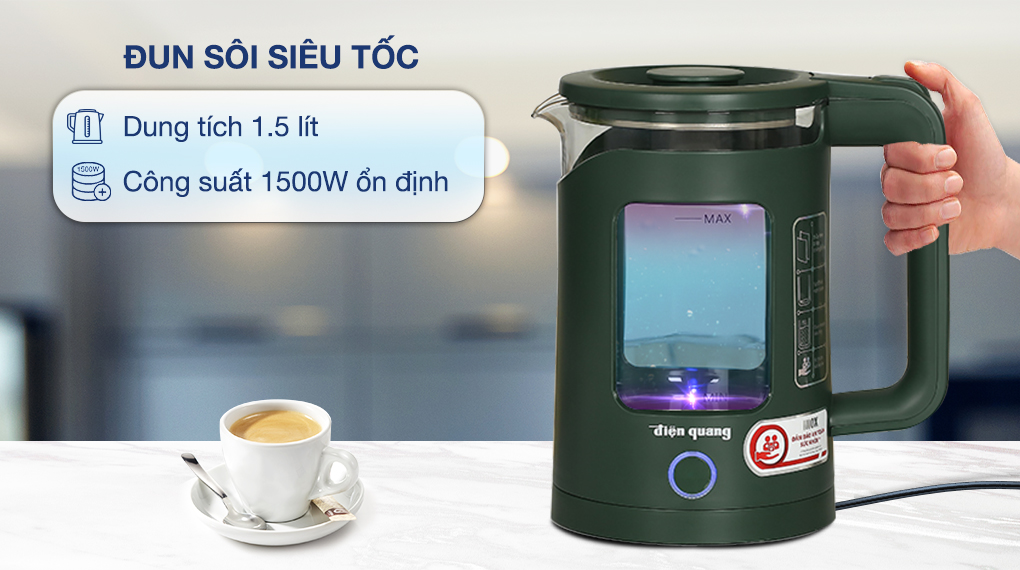 Bình đun siêu tốc Điện Quang 1.5 lít ĐQ EKT16 1515 MG - Dung tích, Công suất