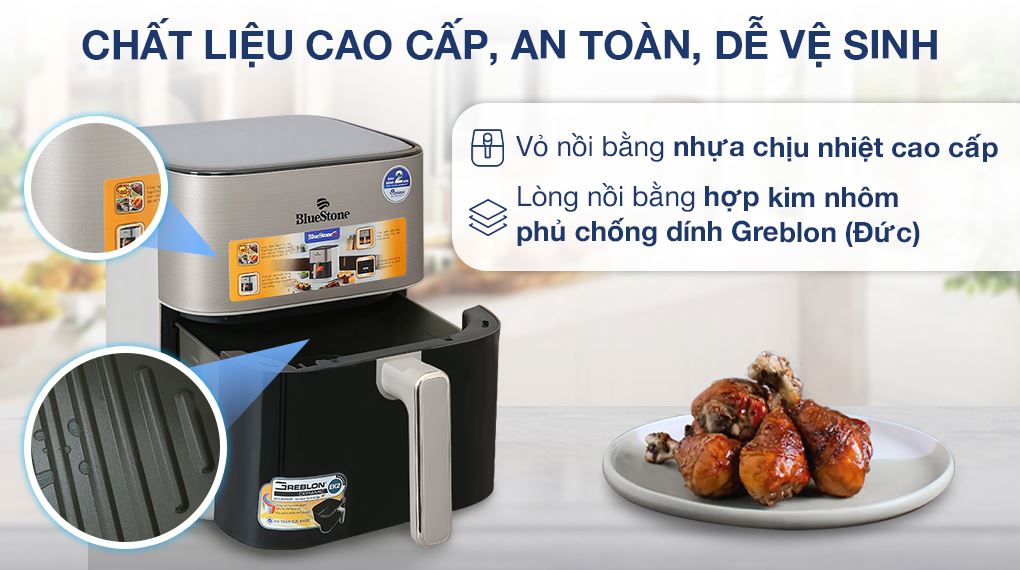 Nồi chiên không dầu BlueStone AFB-5867 6 lít - Chất liệu