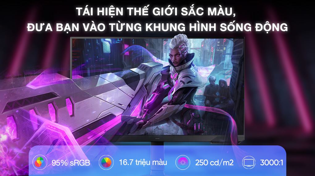 Màn hình gaming Samsung Odyssey G3 LS27DG302EEXXV 27 inch Full HD - Sống động từng gam màu