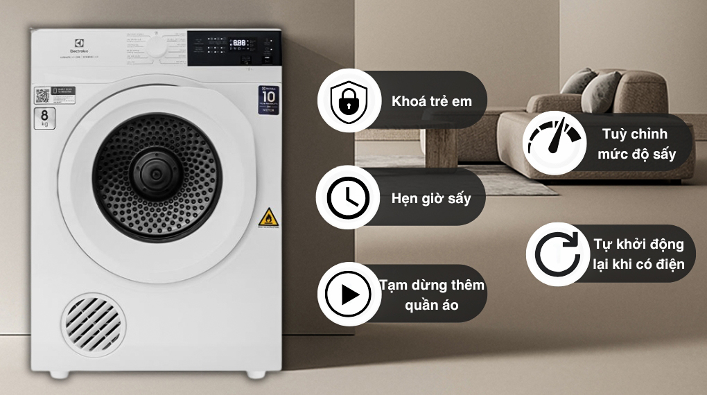 Tiện ích - Máy sấy thông hơi Electrolux UltimateCare 8 kg EDV804H3WC