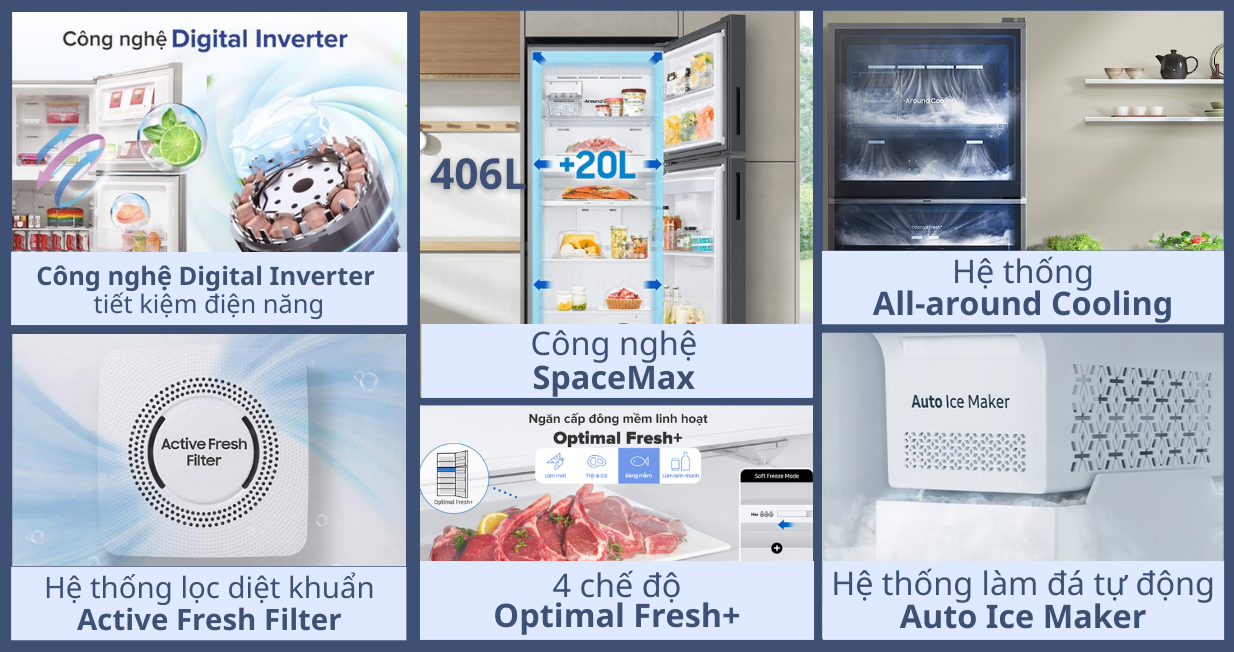 Tủ lạnh Samsung 406L 2023 RT42CG6584B1SV — ảnh 2