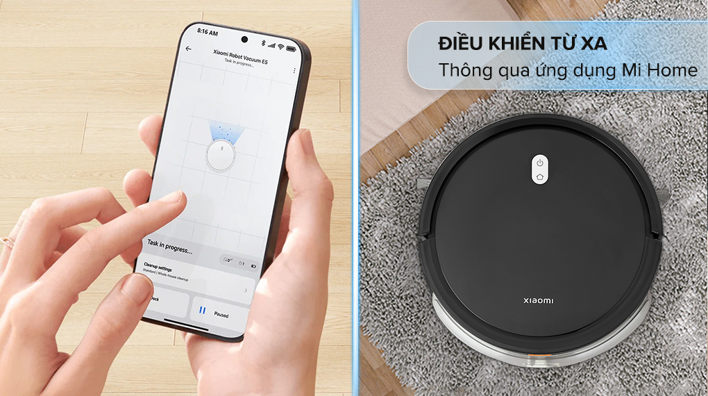 Robot hút bụi lau nhà Xiaomi E5 - Điều khiển qua Mi Home