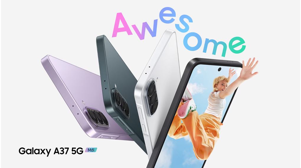 Samsung Galaxy A37 có các tùy chọn màu Tím, Xanh trẻ trung, thiết kế cụm camera tách biệt tạo cảm giác hiện đại, tinh tế
