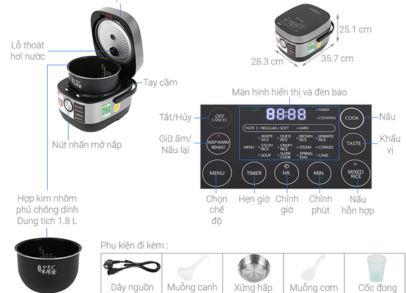 Nồi Cơm Điện RC-18IP1PV 1.8 Lít — ảnh 7