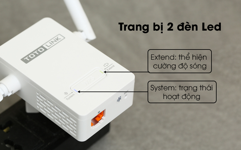 Bộ Mở Rộng Sóng Wifi AC220V Totolink EX200 trắng có 2 đèn LED