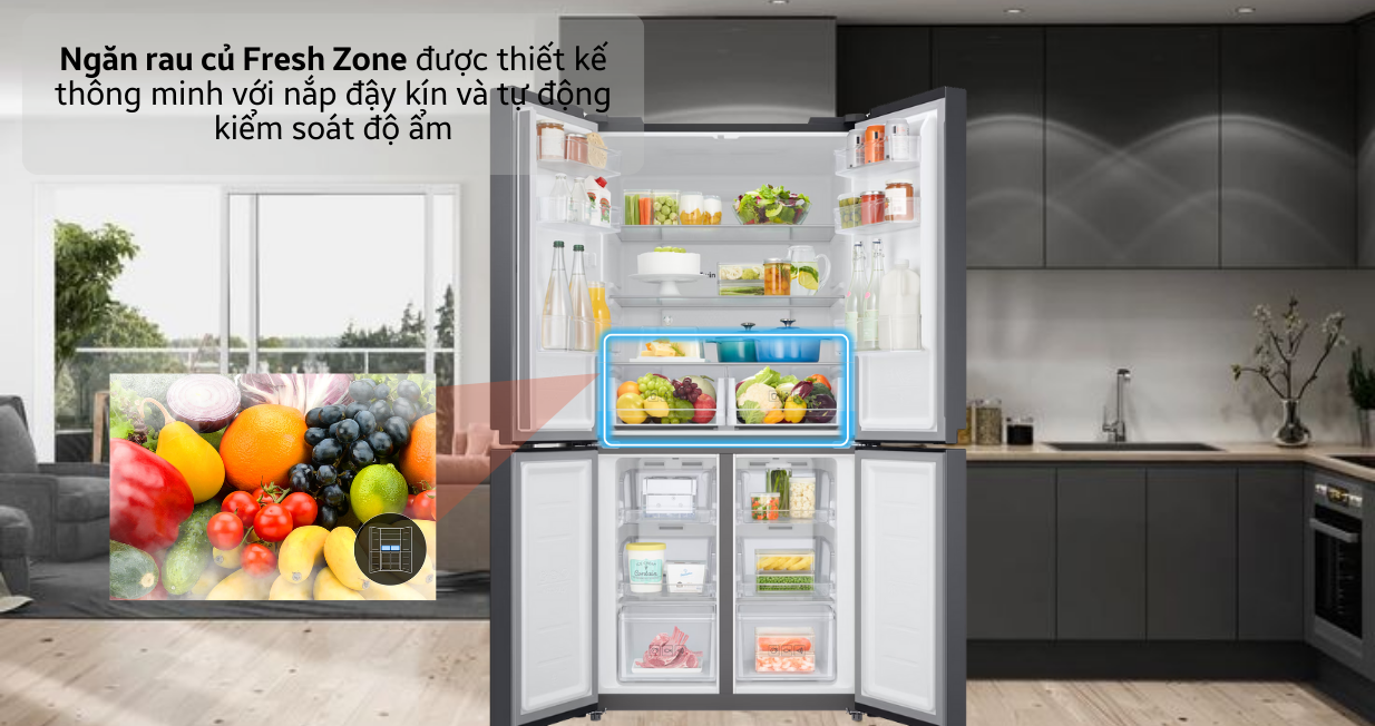 Tủ lạnh Samsung Multidoor 488 lít 2021 (RF48A4000B4/SV) — ảnh 5
