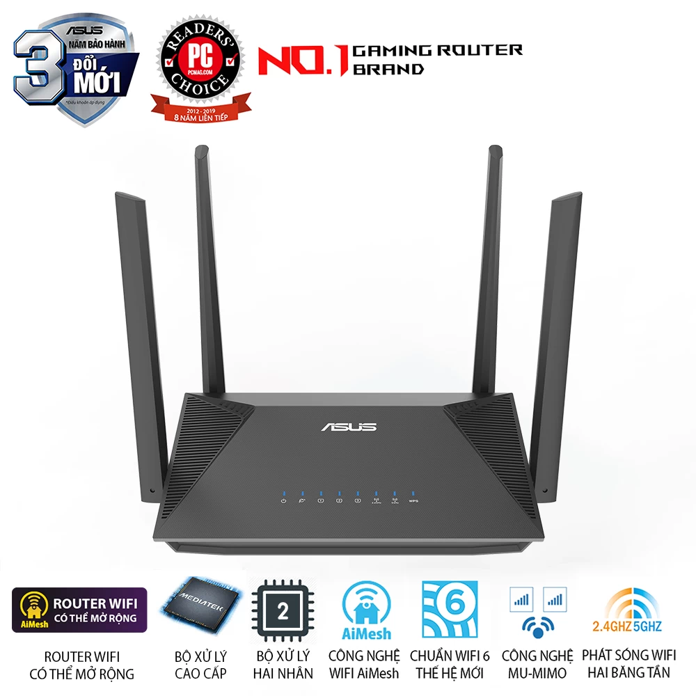 Router Wifi 6 băng tần kép Asus RT-AX52 AX1800