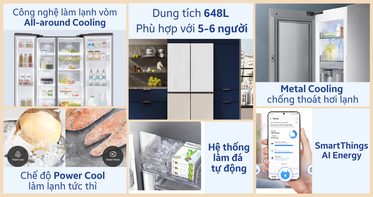 Tủ lạnh Samsung Multidoor Bespoke 648L 2023 RF59CB66F8S/SV — ảnh 2
