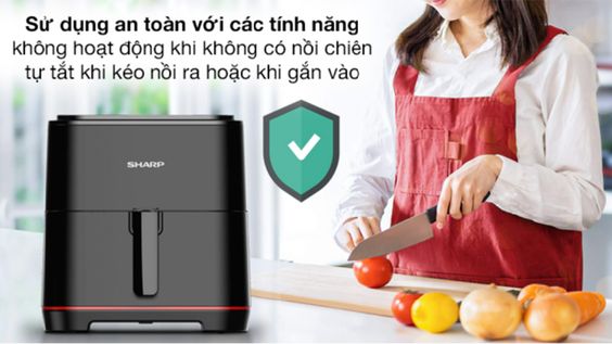Nồi chiên không dầu Sharp KF-AF70EV-BK an toàn dễ vệ sinh