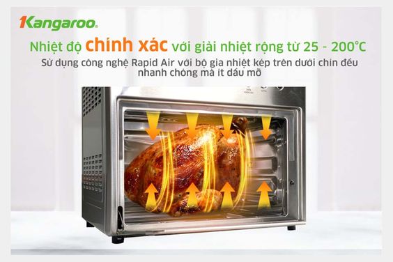 Nồi chiên không dầu Kangaroo KG15AF3A công nghệ gia nhiệt tân tiến
