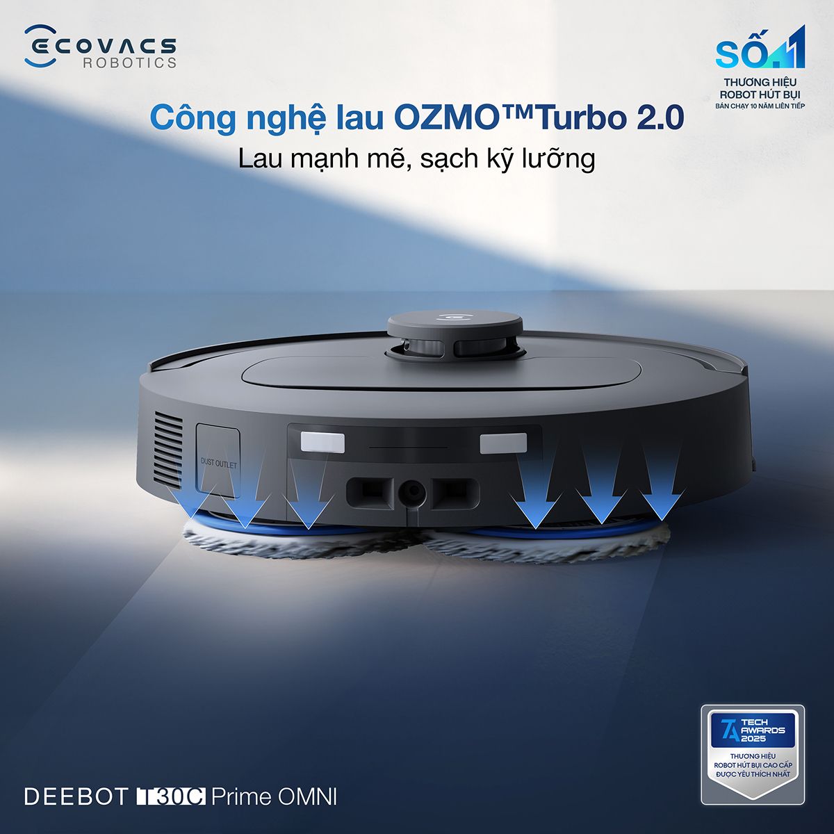 Robot hút bụi thông minh Ecovacs T30C Prime Omni — ảnh 7