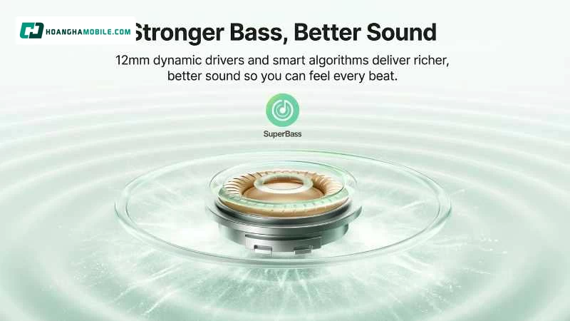 Baseus Bass EP10 NC sử dụng màng loa Dynamic 12mm kết hợp thuật toán Super Bass
