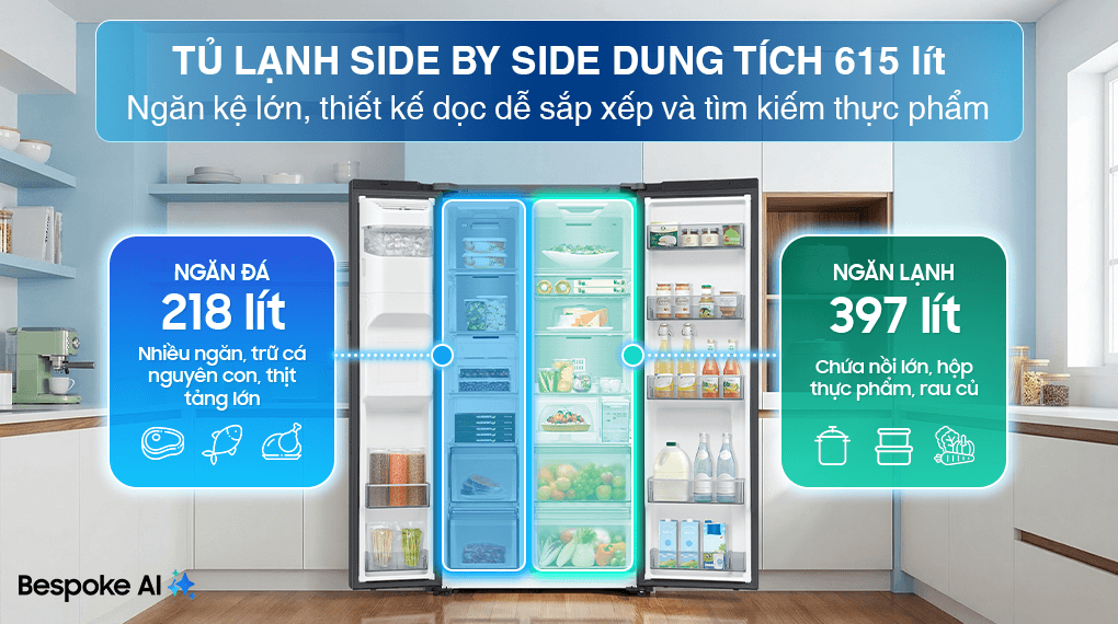 Samsung Inverter 615 lít AI Home RS90F65D2FSV — ảnh 2