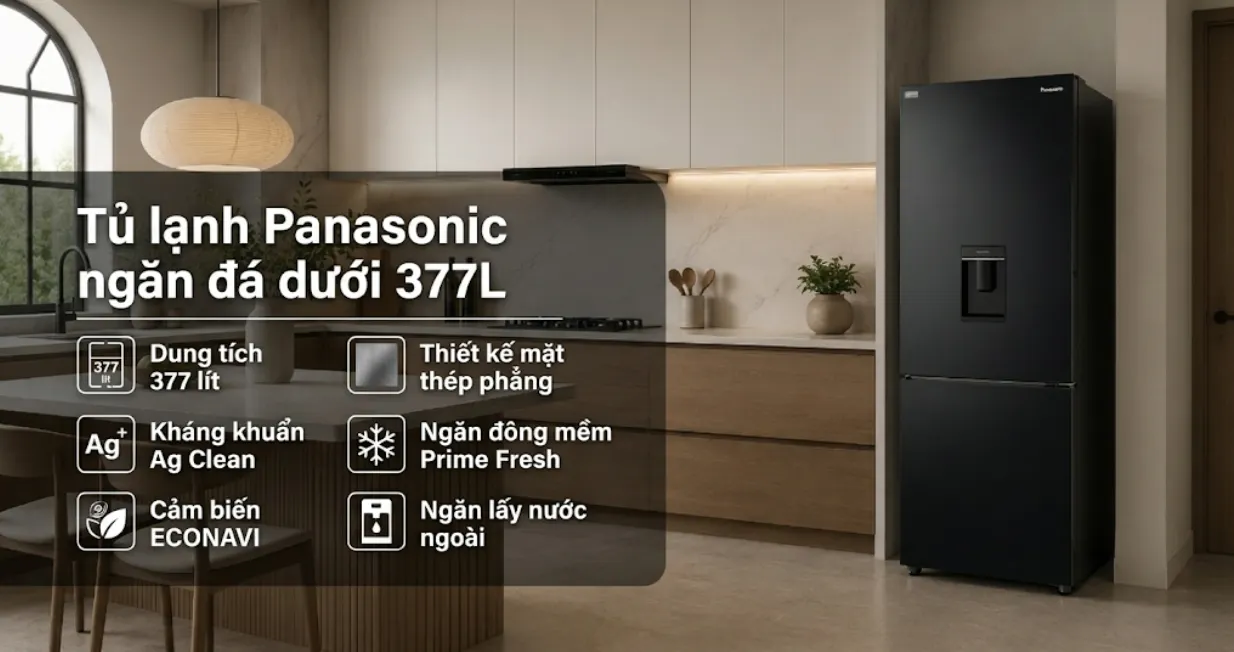 Tủ lạnh Panasonic ngăn đá dưới 377L ngăn đông mềm 2021 (NR-BX421GPKV) — ảnh 2