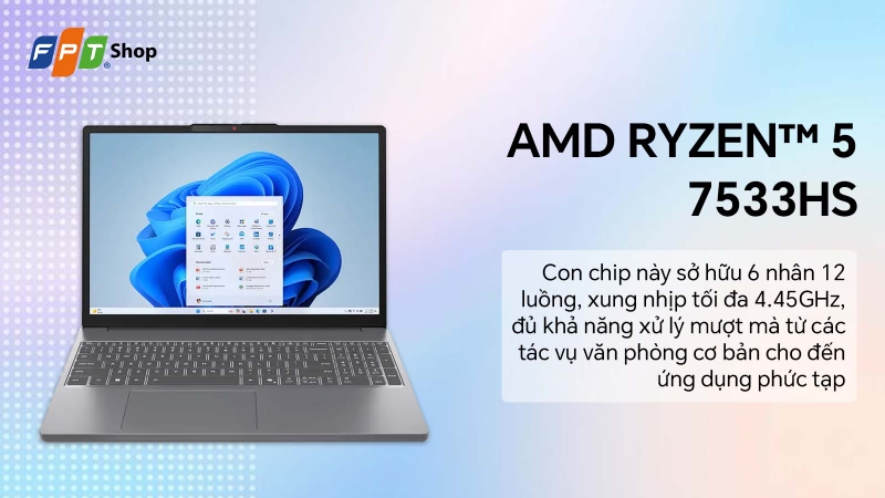 Lenovo IdeaPad Slim 3 15ARP10 Vi xử lý AMD Ryzen™ 5 7533HS