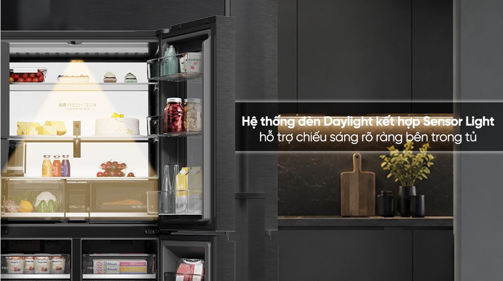Tủ lạnh Haier Inverter 638 lít Multi Door HM800ASWMBVNU1 - Cảm biến ánh sáng Sensor Light kết hợp đèn Daylight